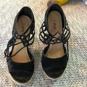 Lace up wedges.